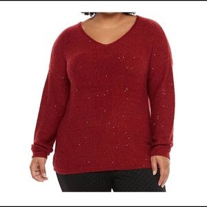 MAKE OFFER! EVRI Knit Sequin Light Vneck Sweater Plus 2X NWT